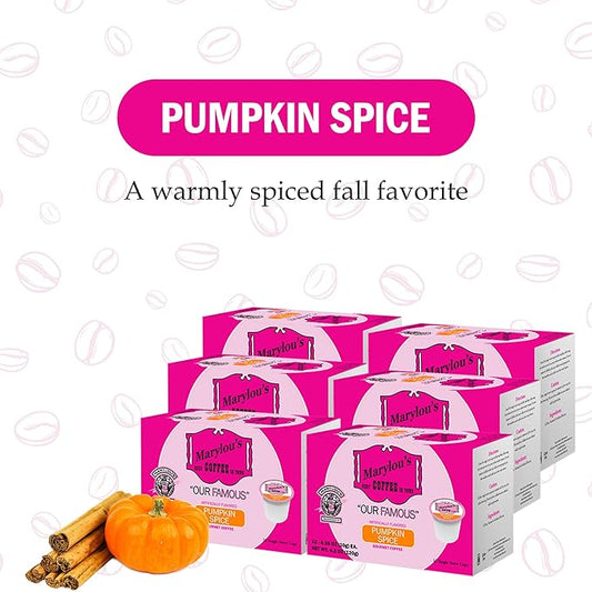 Marylou's Pumpkin Spice Flavored Gourmet Coffee Single Serve Coffee Pods, 72 Count, Compatible with Keurig Brewers