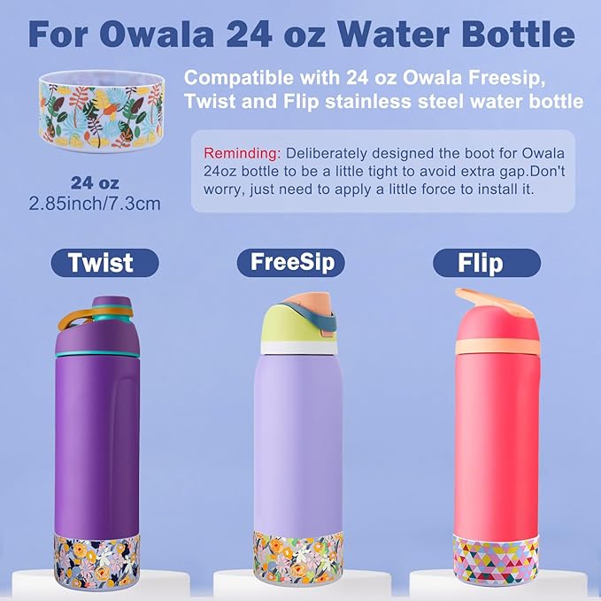 HEYSKAY 2PCS Silicone Boot for Owala Flask Water Bottle Anti-Slip Protective Sleeve for Owala Twist,FreeSip and Flip Stainless Steel Water Bottle BPA-Free Boot Bottom Base
