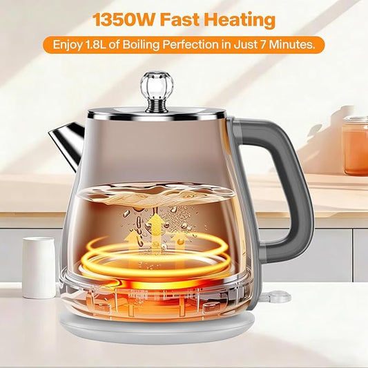 Retro Electric Kettle 1.8L, All Stainless Steel Hot Water Electric Kettle for Boiling Water, BPA Free Tea Kettle, 1350W Fast Boil, Auto Shut Off & Boil-Dry Protection