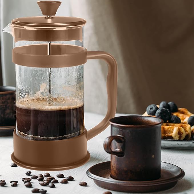 Utopia Kitchen 51 Ounce 1.5 Liter French Press Coffee Maker, Tea Maker, Travel Coffee Presses, Heat Resistant Thickened Borosilicate Coffee Pot for Camping Travel Gifts, Brown Pack of 1