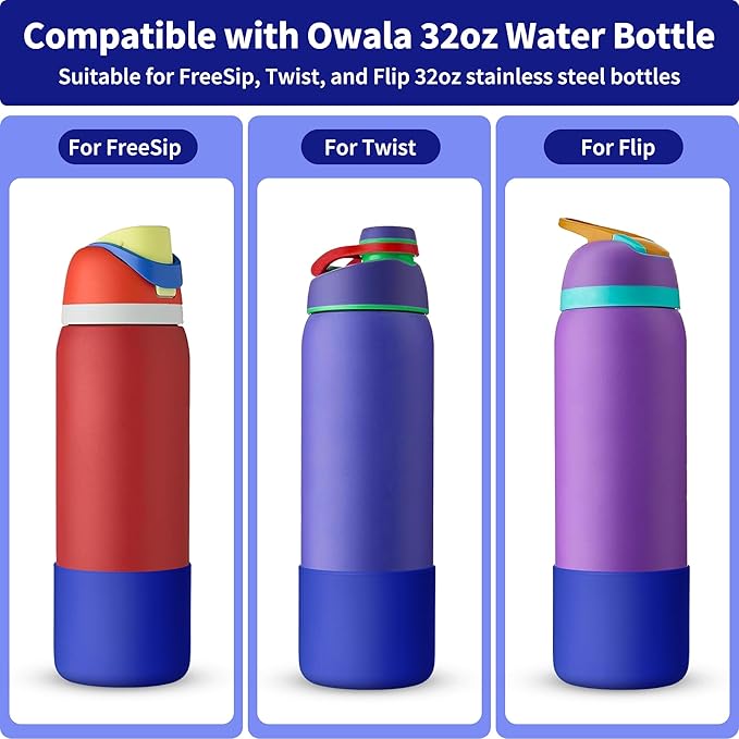 Silicone Boot for 32 oz Owala Water Bottles, Anti-Slip Protective Sleeve for Owala Twist & FreeSip & Flip Insulated Water Bottle, Boot Bottom Base for Owala (Navy)