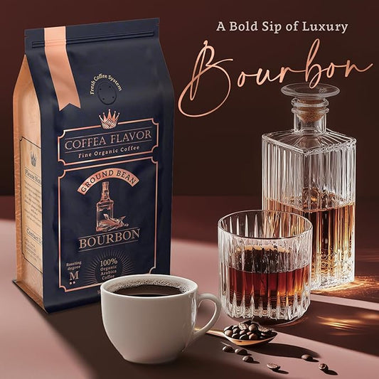 Flavored Ground Coffee – Bourbon, 100% Arabica, Single Origin, Medium Roast, USDA Organic, Naturally Flavored – by Coffea Flavor