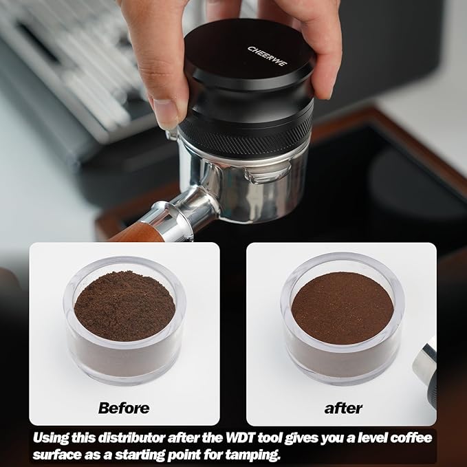 54mm Espresso Distribution Tool, Gravity Coffee Distributor,Adjustable Depth Espresso Tool, Barista Espresso Accessories, Compatible with 54mm Portafilter