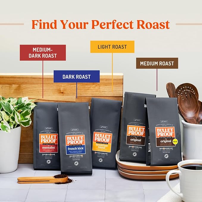 Bulletproof Breakfast Blend Light Roast Ground Coffee, 12 Ounces, Clean Coffee Tested for Toxins, Packaging May Vary