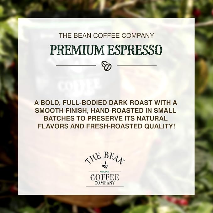 The Bean Organic Coffee Company Premium Espresso, Dark Roast, Whole Bean Coffee, 16-Ounce Bags (Pack of 2)