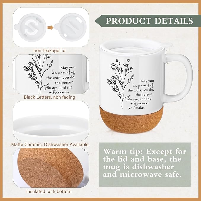 4 Pcs Thank You Gift Set for Men Women Employee Coworker Inspirational Appreciation Gifts Notebook Coffee Mug Scented Candle Pen for Valentine's Day Team Office Staff Teacher Nurse Volunteer