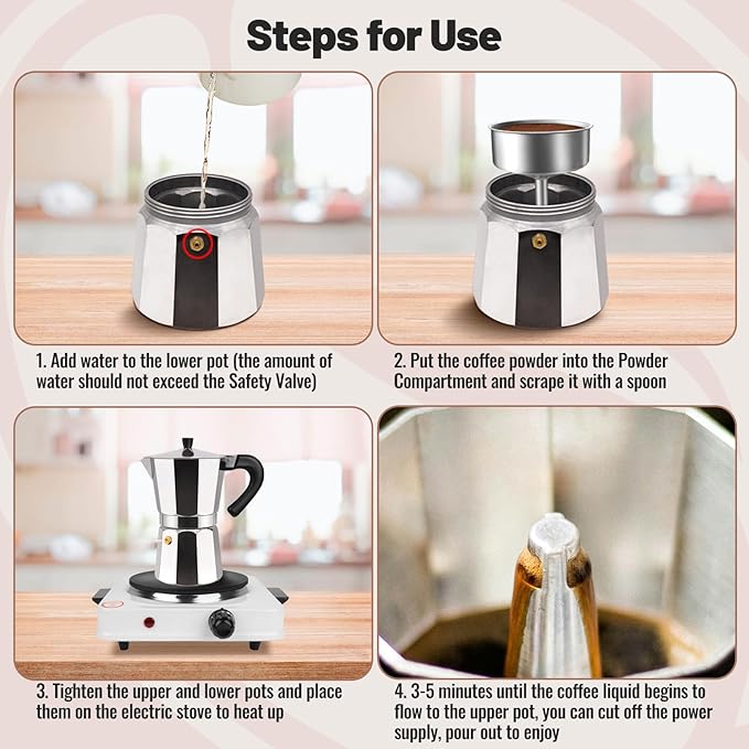 Vaolvpant 12 Cup Aluminum Moka Pot Classic Stovetop Espresso Coffee Maker 600ml 20oz Coffeemaker Percolator Mocha Pot Greca Coffee Maker Cafe Makers for Italian and Cuban Café Brewing Silver