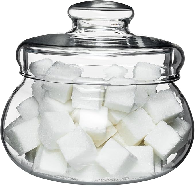 SIMAX Borosilicate Glass Sugar Bowl with Lid, 16 Ounce, Clear, Durable, Dishwasher Safe, Classic Style, Sugar Container, Coffee Beans, Nuts, Tea, Spices Holder, Made in Czech Republic