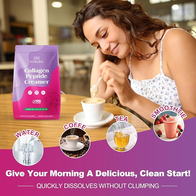 Collagen Protein Coffee Creamer Powder with Coconut MCT, Hyaluronic Acid, Vitamin C & Probiotics for Hair Skin and Nails, Gut Health, Non Dairy, Sugar Free, Keto, Chocolate, 17.64 Ounce (20 Servings)