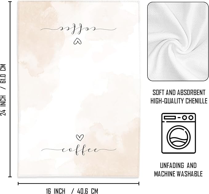 Coffee Decor Kitchen Towels - Coffee Kitchen Towels, Coffee Towels, Coffee Bar Decor Dish Towels, Coffee Towels for Coffee Bar, Coffee Gifts for Coffee Lovers, 16×24 Inches(Coffee)
