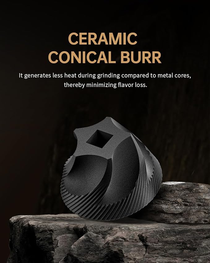 CIRCLE JOY Manual Coffee Grinder with 40 External Adjustable Settings and Ceramic Conical Burr, Portable Stainless Steel Hand Coffee Grinder for Camping, Travel and Espresso
