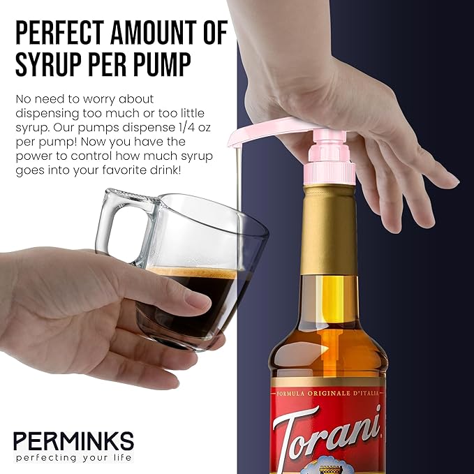 Premium Syrup Pump Compatible with Torani 750 ml Bottle, Davinci Syrups - No Spill, No Clog Syrup Pump Dispenser for Vanilla, Snow Cone, Blueberry, Coffee Flavoring & More (Pack of 3, Pink)
