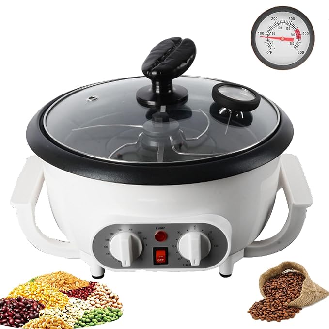 Coffee Roaster Machine for Home Use - 1200W 750g Upgrade Electric Roaster with Thermometer, Timer & Temperature Adjustment - Non-Stick Pot for Grain Drying(Color:220V)