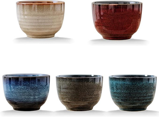 Lxuwbd Japanese Style Ceramic Tea Set, Tea Cup, Coffee Cup, Yerba Mate Set, Ceramic Mate Cup Set of 4 (5 colors)