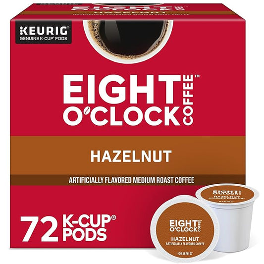 Eight O'Clock Coffee Hazelnut, Single-Serve Coffee K-Cup Pods, Medium Roast, 72 Count