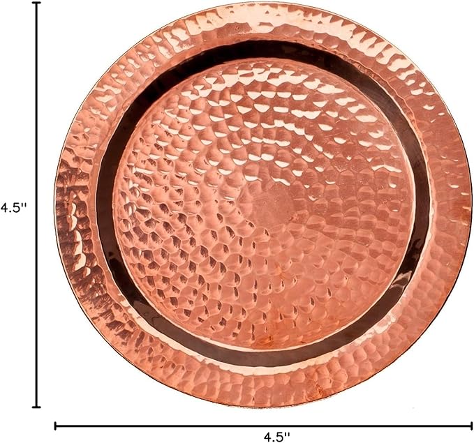 Sertodo Copper, Round Napa Cup Coaster, Hand Hammered 100% Pure Copper, 4.5 inch diameter, Single