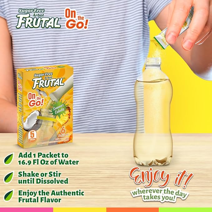 Arbol Futal On-The-Go! | Powdered Drink Mix Pina Colada - Flavored Sugar Free! – Single Serve On The Go! - Powder Sticks Packets (30 Count of Stick Packs)