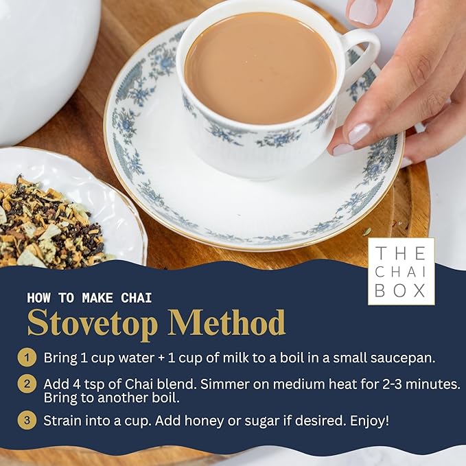 The Chai Box Loose Leaf Masala Chai - Gluten & Caffeine Free | Organic Rooibos Tea made with Ginger, Clove, Cinnamon, Cardamom, Fennel (Pack of 1) 2.5 oz | Makes 25 Cups | Small Batch Loose Leaf Tea with Whole, Premium Spices