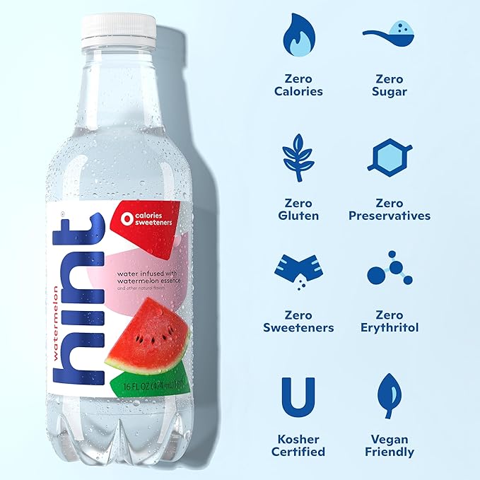 Hint Fruit-Infused Flavored Bottled Water, 3-Flavor Mega Variety Pack - Purified Water Beverages with Zero Calories, Natural Flavors, and Sugar Free - 16 Fl Oz (Pack of 18)