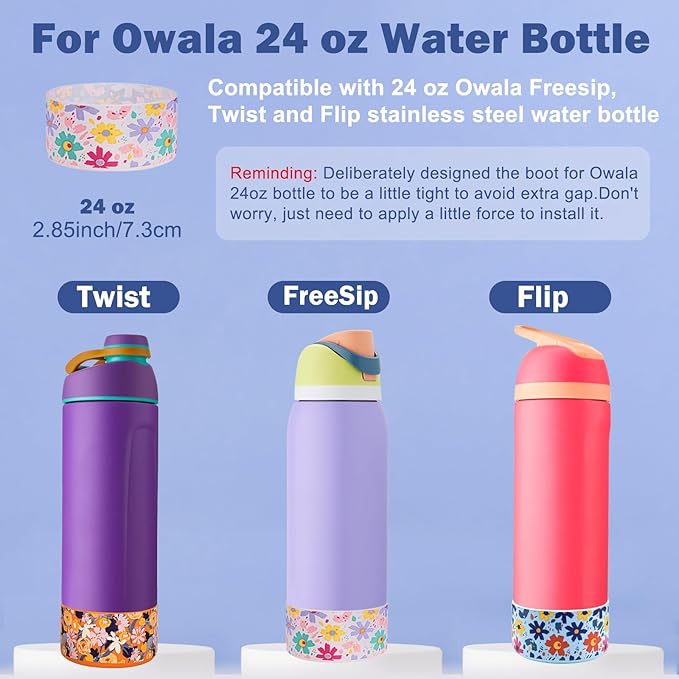 HEYSKAY 2PCS Silicone Boot for Owala Flask Water Bottle Anti-Slip Protective Sleeve for Owala Twist,FreeSip and Flip Stainless Steel Water Bottle BPA-Free Boot Bottom Base