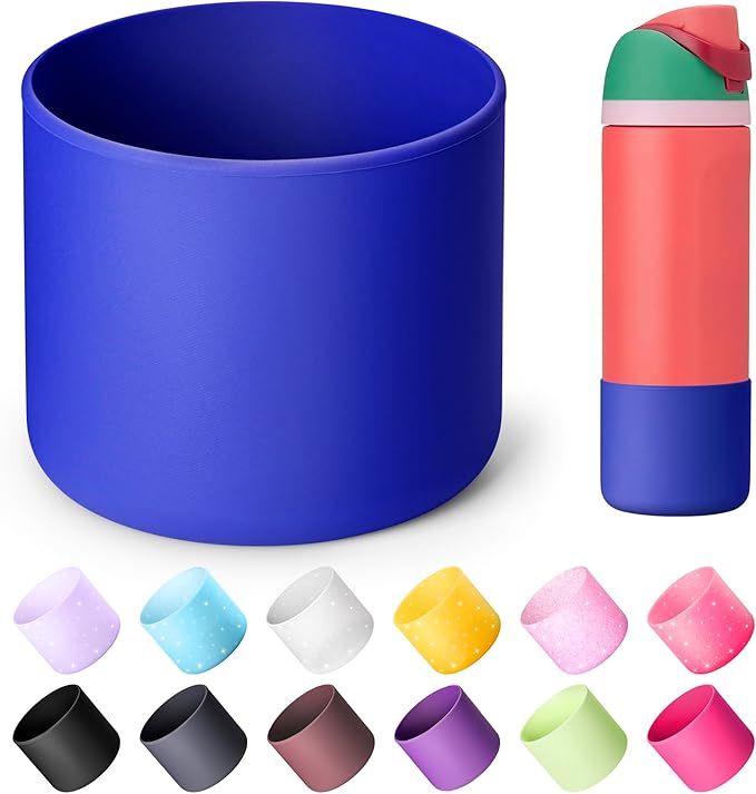 Silicone Water Bottle Boot for Owala 24 oz, Anti-Slip Protective Sleeve for Owala Twist & FreeSip & Flip Stainless Steel Water Bottle, Boot Bottom Base for Owala (Navy)