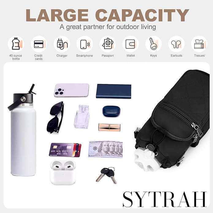 Water Bottle Carrier Bag with Strap, Water Bottle Purse with Phone Pocket 40oz for Walking Hiking