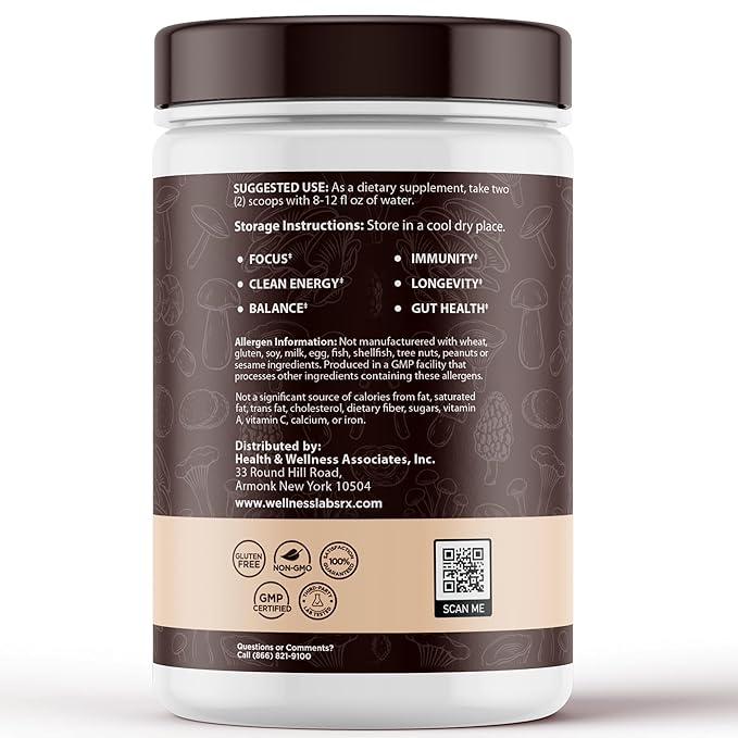 Mushroom Hazelnut Powder with Reishi 10:1 Extract, Hot Cocoa Powder Caffeine-Free Mushroom Coffee Alternative - Adaptogenic Superfood Drink for Focus, Relaxation, and Mood Support - 30 Servings