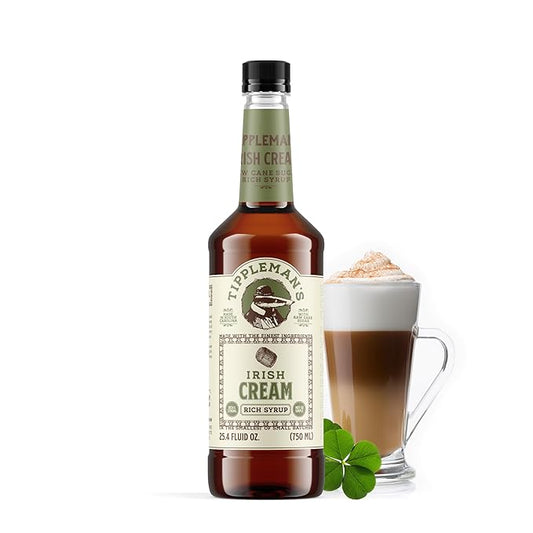 Tippleman's Irish Cream Coffee Syrup - Rich Flavor for Hot or Iced Drinks, Latte, Tea, Espresso, Cappuccino, Cocktails, & Baking - 25.4 Fl Oz