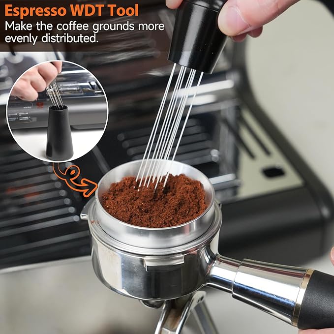 51mm Espresso Machine Accessories, Spring Loaded Calibrated Tamper, WDT Tool, Dosing Funnel, Fits Espresso Coffee Machines and 51 mm Portafilters, Espresso Accessories Kit Barista Tools