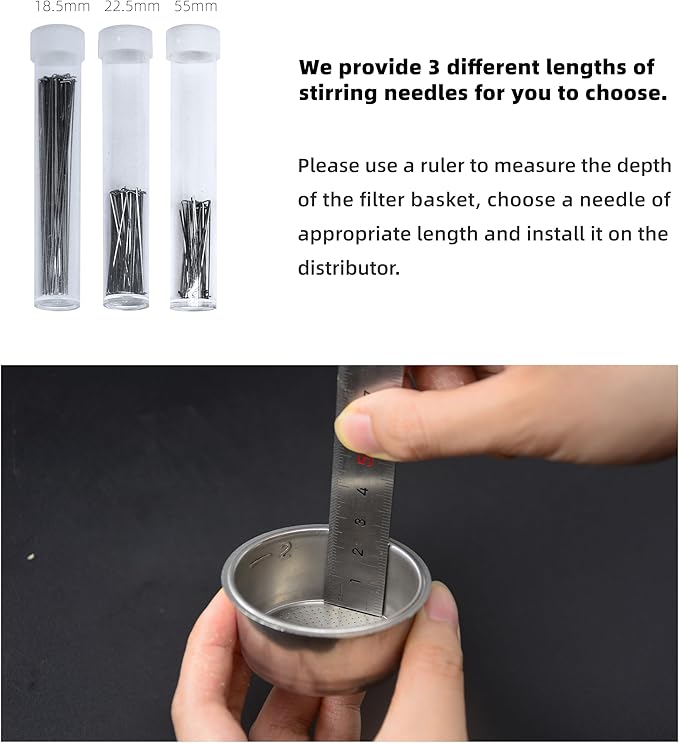 NEOUZA Palm WDT Tool Spinning Espresso Stirrer with Cover,24 Pins, 3 Length Trimmable, Distribution Leveler Accessories for Coffee Machine Portafilters (58mm)