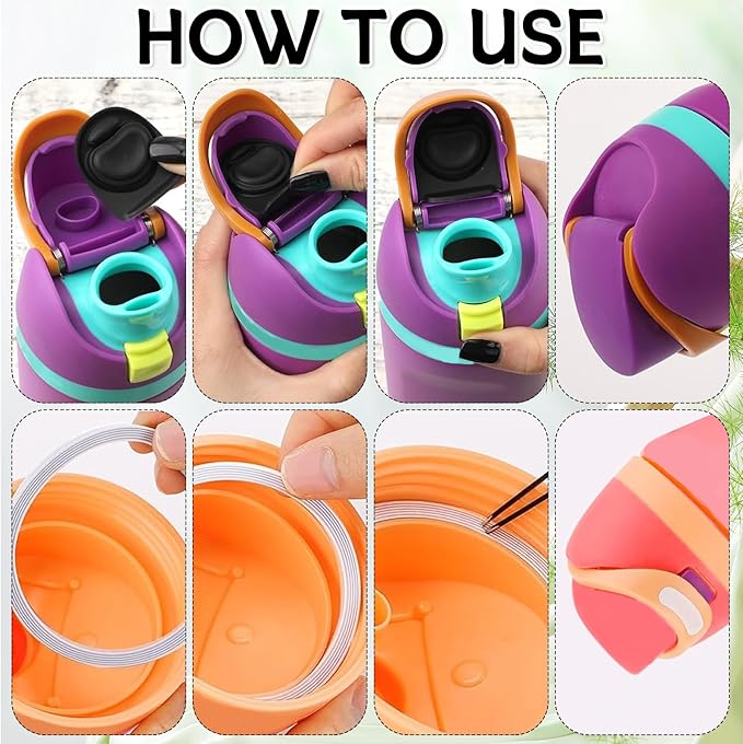 6 Sets Replacement Stopper and Gasket O Seal Ring Compatible with Owala FreeSip 24oz,Bottle Top Rings Lid for Owala 16/19/24/32/40oz Mouth Cap Silicone Insert Parts Accessories(BPWR01)