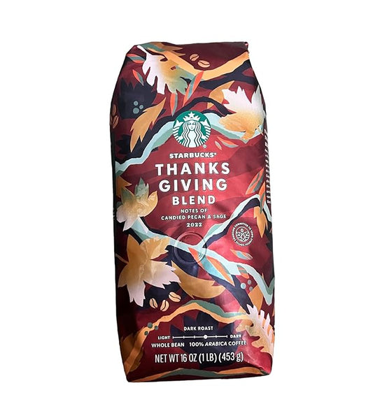 Starbucks Thanksgiving Blend Whole Bean Coffee 1 Pound (16 ounces), Packaging may vary