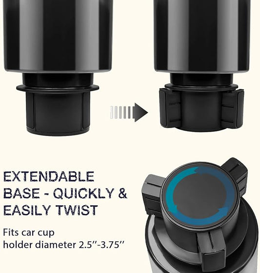 Seven Sparta 2 Pack Car Cup Holder Expander with Adjustable Base, Compatible with Hydro Flasks 32/40 Ounce, Compatible with Yeti Ramblers 20/26/30 Ounce, Other Bottles in 3.4"-3.8" (Black)