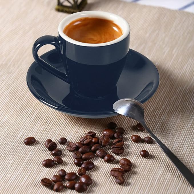 ionEgg Porcelain Espresso Cup with Saucer, Espresso shot Cup, 80ml/2.7Oz, Deep Blue