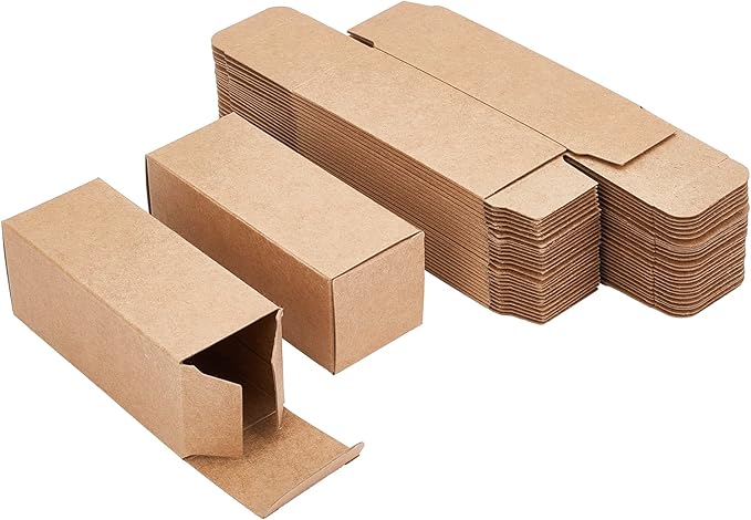 BENECREAT 45PCS Brown Kraft Paper Lipstick Box Essential Oil Wrapping Box for, Wedding, Birthday Party Favor, 9.1x3.7x3.6cm/3.58x1.45x1.41