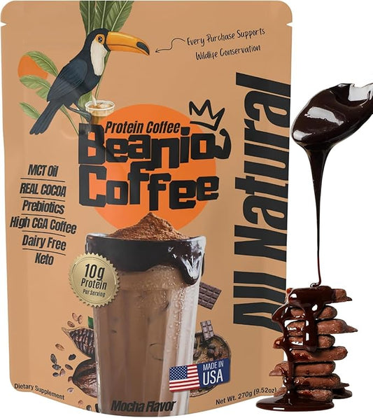 Mocha Protein Iced Coffee – Instant Collagen Coffee with High CGA for Energy & Focus – Sugar-Free, Dairy-Free, Lactose-Free, Keto & Fasting Friendly – 100mg Caffeine – 15 Servings