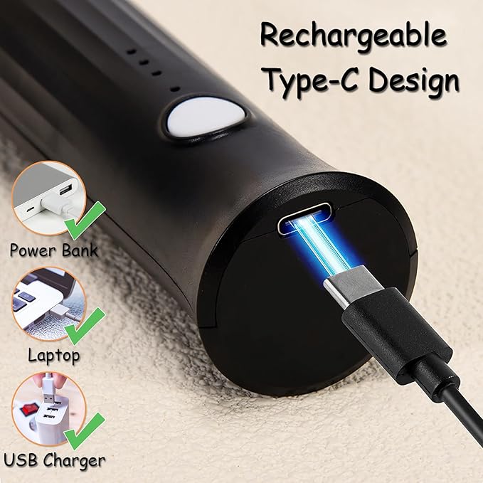 Milk Frother Handheld Rechargeable USB C, 3-in-1 Coffee Frother Wand Drink Mixer Electric Whisk Stirrer with 3 Detachable Stainless Steel Heads, 3 Speed Powder Mixer Foam Maker for Latte, Matcha,Black