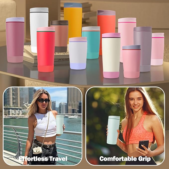 2pcs Silicone Boot for Owala SmoothSip Slider Coffee Tumbler 20oz 12oz, Anti-Slip Sleeve for Travel Coffee Mug, Protective Accessories for Owala BPA Free (Blue Agave)