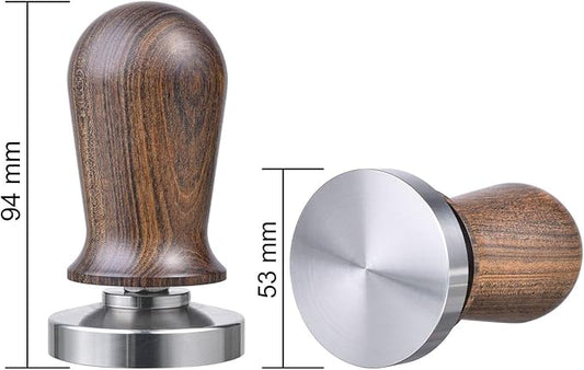 MATOW 53mm Calibrated Espresso Tamper, Calibrated Coffee Tamper with Spring Loaded Wooden Handle Stainless Steel Flat Base, Professional Barista Espresso Hand Tamper