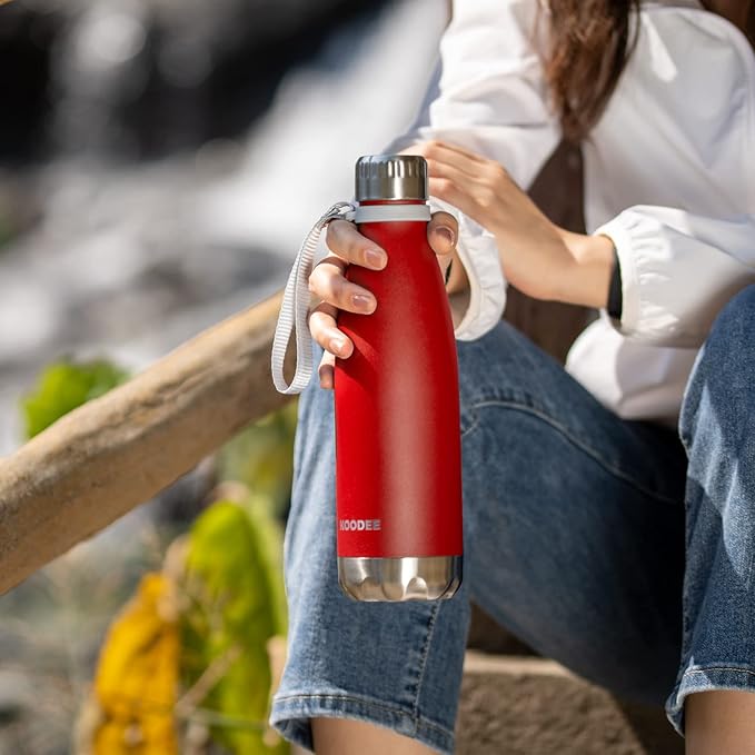koodee Water Bottle, 17 oz Stainless Steel Double Wall Vacuum Insulated Metal Water Bottle, Cola Shape Leak Proof Sports Flask (Royal Blue)