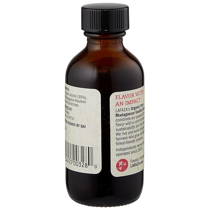 Lafaza Organic Pure Madagascar Bourbon Vanilla Extract, All-Natural (2 fl oz)