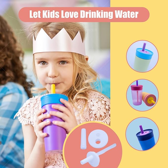 2Pack Silicone Straw Replacement for Owala Water Bottle & Tumbler,Leak-Proof Food Grade Kids Straw,Removable Replacement Lid Part,Dish Washer Safe,Make Kids Love Driking