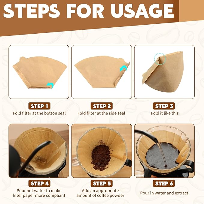 DTFMZOV 200 Count Coffee Filters #2, Disposable Coffee Filters, U Shape Natural Unbleached Coffee Paper Filter for Pour Over and Drip Coffee Maker, Suitable for Home Coffee Shop (2-6 Cup)