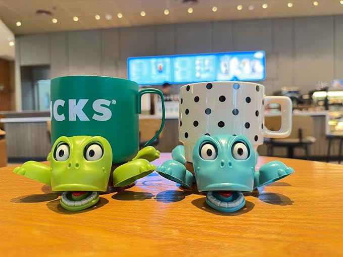 JOD® Turtle Cup Holder,Turtle Coaster with Funny Expression, 2 PCs Cup Holder with Liftable Limbs & Expressive Face for Turtles,Tortoise Lover Gag Gifts Home Decor(2pc-Light Green Blue)