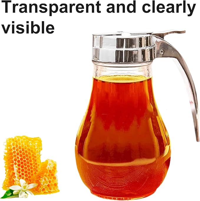 6 Oz. (Ounce) Glass Bulb Jar Syrup Dispenser, Sugar Dispenser, Retracting Spout, Dispensing Thumb-Lever, Pancake House Style (2)