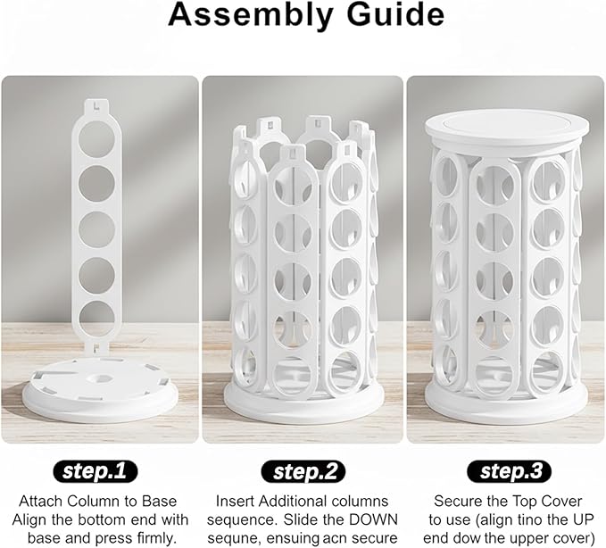 Holder Organizer for 40 Capsules,Rotary Carousel Storage Rack with Detachable Base,Space-Saving for Kitchen,Office,Countertop,or Coffee Station,Modern Design