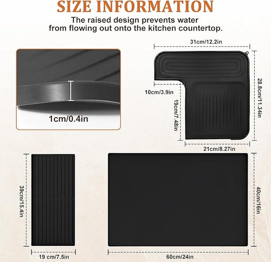 Silicone Top Mat Set & Tamper Base for Ninja ES601/ES701, Luxe Cafe Pro Accessories, 3-in-1 Non-Slip Drip Tray with Removable Pad，Complete Espresso Station Set for Ninja luxe cafe accessories
