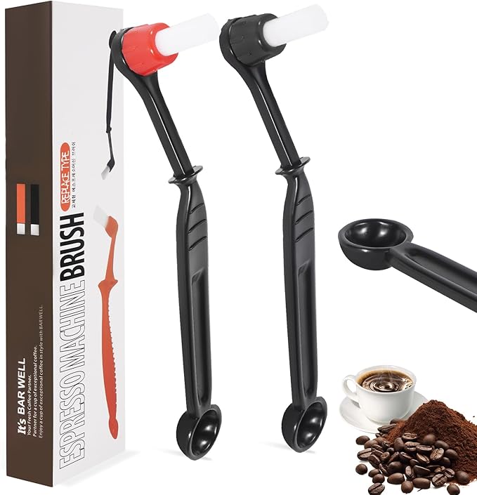 Espresso Brush 2 Pieces Coffee Brush Espresso Cleaning Brush with Spoon Head for Coffee Grinder and Espresso Cleaning