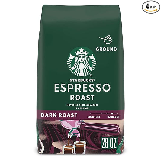 STARBUCKS® Espresso Roast – Ground Coffee 28oz (4 Bags)