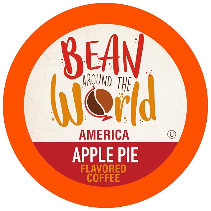 Bean Around The World Flavored Coffee Compatible With 2.0 Keurig K Cup Brewers, Apple Pie, 40 Count (Pack of 1)